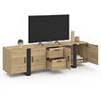 ID MARKET - Meuble TV 180 cm PHOENIX avec rangements bois et noir - vignette