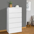 ID MARKET - Chiffonnier 5 tiroirs TOMI 60 cm commode semainier bois blanc - vignette