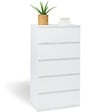 ID MARKET - Chiffonnier 5 tiroirs TOMI 60 cm commode semainier bois blanc - vignette