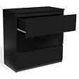 ID MARKET - Commode 3 tiroirs TOMI 78 cm bois noir - vignette