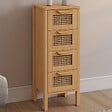 ID MARKET - Meuble d'appoint 4 tiroirs EDHEN 30x30x80 cm chiffonnier pour entrée salle de bain avec cannage - vignette