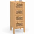 ID MARKET - Meuble d'appoint 4 tiroirs EDHEN 30x30x80 cm chiffonnier pour entrée salle de bain avec cannage - vignette