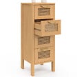 ID MARKET - Meuble d'appoint 4 tiroirs EDHEN 30x30x80 cm chiffonnier pour entrée salle de bain avec cannage - vignette