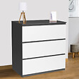 ID MARKET - Commode 3 tiroirs TOMI 78 cm bois gris et blanc - vignette
