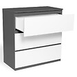 ID MARKET - Commode 3 tiroirs TOMI 78 cm bois gris et blanc - vignette