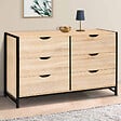 ID MARKET - Commode 6 tiroirs DETROIT XXL 140 cm design industriel - vignette