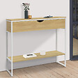 ID MARKET - Console 1 tiroir DETROIT 1 étagère design industriel bois et métal blanc - vignette