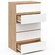 ID MARKET - Chiffonnier 5 tiroirs TOMI 60x40x100 cm commode semainier bois façon hêtre et blanc - vignette