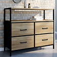 ID MARKET - Commode 4 tiroirs en tissu UTAH 80 cm meuble de rangement design industriel - vignette
