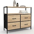 ID MARKET - Commode 4 tiroirs en tissu UTAH 80 cm meuble de rangement design industriel - vignette