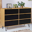 ID MARKET - Commode 6 tiroirs vintage NOEMI 110 cm bois pied épingle - vignette