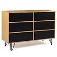 ID MARKET - Commode 6 tiroirs vintage NOEMI 110 cm bois pied épingle - vignette