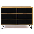 ID MARKET - Commode 6 tiroirs vintage NOEMI 110 cm bois pied épingle - vignette