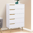 ID MARKET - Chiffonnier 5 tiroirs HELSINKI 60 cm scandinave blanc commode semainier - vignette