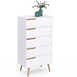 ID MARKET - Chiffonnier 5 tiroirs HELSINKI 60 cm scandinave blanc commode semainier - vignette