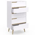ID MARKET - Chiffonnier 5 tiroirs HELSINKI 60 cm scandinave blanc commode semainier - vignette