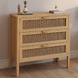 ID MARKET - Commode 3 tiroirs EDHEN 80 cm cannage coloris bois - vignette