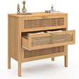 ID MARKET - Commode 3 tiroirs EDHEN 80 cm cannage coloris bois - vignette