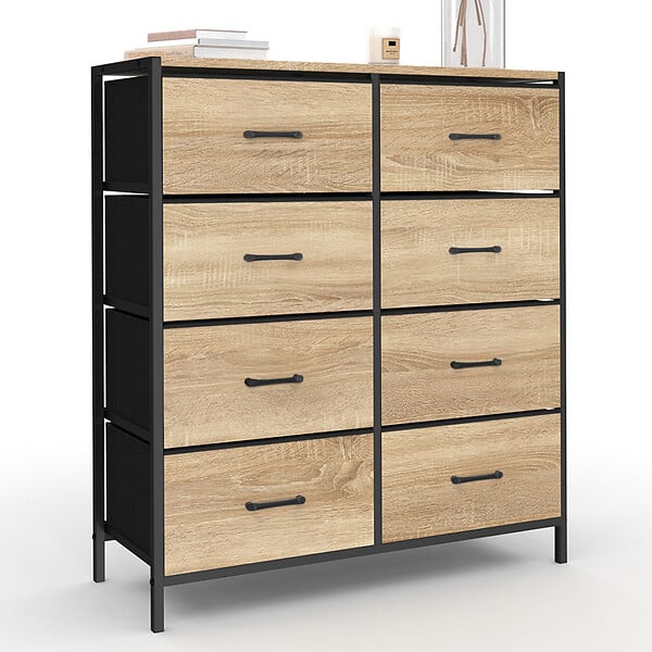 ID MARKET - Commode 8 tiroirs en tissu UTAH 80 cm meuble de rangement design industriel - large