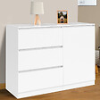 ID MARKET - Commode 3 tiroirs + 1 porte TOMI 110 cm bois blanc - vignette