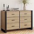 ID MARKET - Commode 6 tiroirs ONYX 115 cm bois et noir - vignette