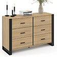 ID MARKET - Commode 6 tiroirs ONYX 115 cm bois et noir - vignette