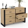 ID MARKET - Commode 6 tiroirs ONYX 115 cm bois et noir - vignette