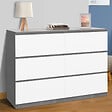 ID MARKET - Commode 6 tiroirs TOMI 110 cm blanc et effet béton - vignette