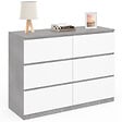 ID MARKET - Commode 6 tiroirs TOMI 110 cm blanc et effet béton - vignette