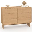 ID MARKET - Commode 6 tiroirs CAPUCINE 110 cm façon hêtre design arrondi - vignette
