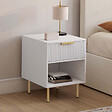 ID MARKET - Lot de 2 tables de chevet MARCEL 1 tiroir avec niche effet lattes blanc et doré - vignette