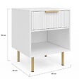 ID MARKET - Lot de 2 tables de chevet MARCEL 1 tiroir avec niche effet lattes blanc et doré - vignette