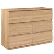 ID MARKET - Commode 6 tiroirs TOMI 110 cm bois façon hêtre - vignette