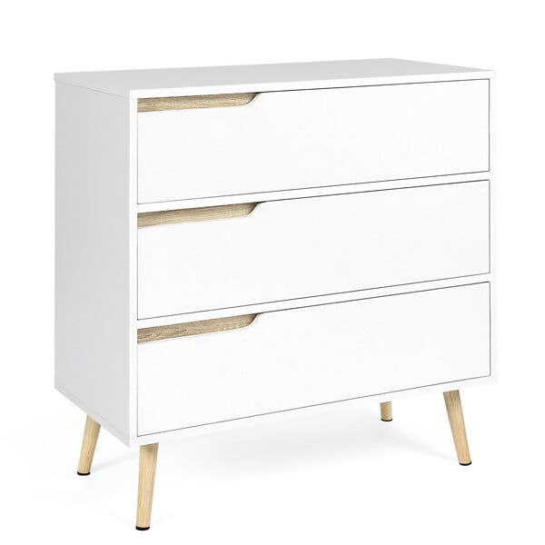 ID MARKET - Commode 3 tiroirs HELSINKI 80 cm scandinave blanc - large