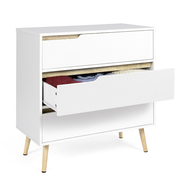 ID MARKET - Commode 3 tiroirs HELSINKI 80 cm scandinave blanc - large