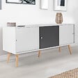 ID MARKET - Buffet bas scandinave 135 cm EFFIE 3 portes bois blanc et gris - vignette