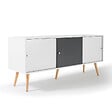 ID MARKET - Buffet bas scandinave 135 cm EFFIE 3 portes bois blanc et gris - vignette