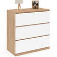 ID MARKET - Commode 3 tiroirs TOMI 78 cm façon hêtre et blanc - vignette