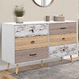 ID MARKET - Commode 6 tiroirs BAHIA XXL 140 cm scandinave - vignette