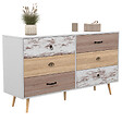ID MARKET - Commode 6 tiroirs BAHIA XXL 140 cm scandinave - vignette