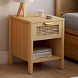 ID MARKET - Lot de 2 tables de chevet EDHEN 1 tiroir avec niche cannage et bois - vignette