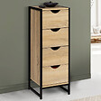ID MARKET - Meuble d'appoint 4 tiroirs DETROIT 30 cm chiffonnier pour entrée salle de bain design industriel - vignette