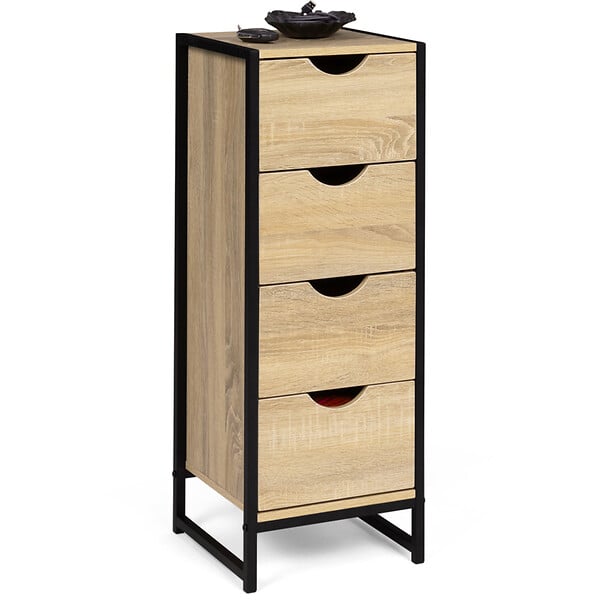 ID MARKET - Meuble d'appoint 4 tiroirs DETROIT 30 cm chiffonnier pour entrée salle de bain design industriel - large