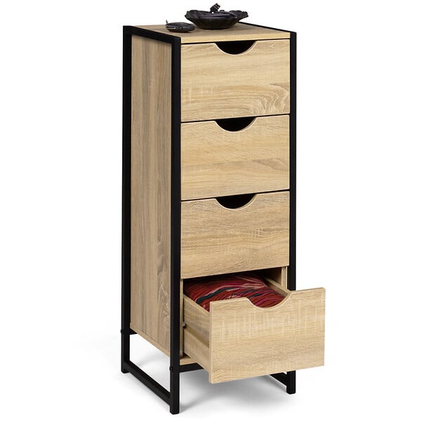 ID MARKET - Meuble d'appoint 4 tiroirs DETROIT 30 cm chiffonnier pour entrée salle de bain design industriel - large