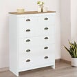 ID MARKET - Commode 6 tiroirs ISIS 80 cm blanc et plateau bois - vignette