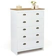 ID MARKET - Commode 6 tiroirs ISIS 80 cm blanc et plateau bois - vignette