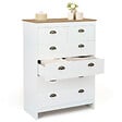 ID MARKET - Commode 6 tiroirs ISIS 80 cm blanc et plateau bois - vignette
