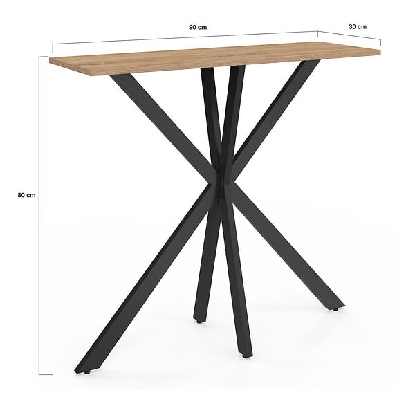 ID MARKET - Console ALIX pied araignée bois et noir - large