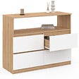 ID MARKET - Commode 4 tiroirs TOMI 100 cm avec niche façon hêtre et blanc - vignette