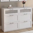 ID MARKET - Commode 6 tiroirs VITO 110 cm bois blanc et effet givré - vignette